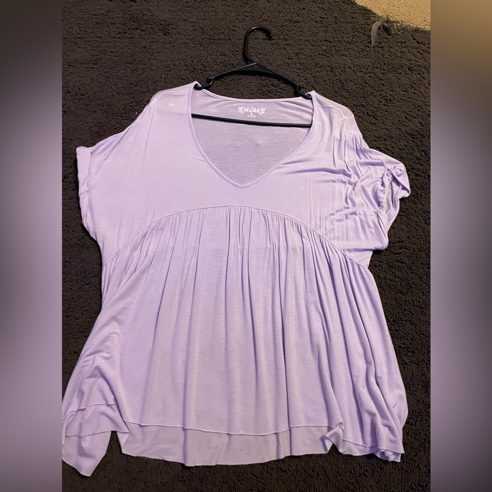 Purple, tshirt, flowy bottom